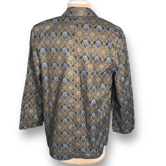 Vintage 90s Black Oversized Brocade Jacquard Blazer Metallic Statement Jacket - Picture 3 of 12